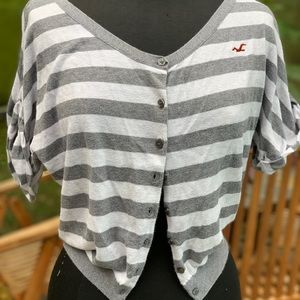 Hollister Short Sleeve Striped Cardigan